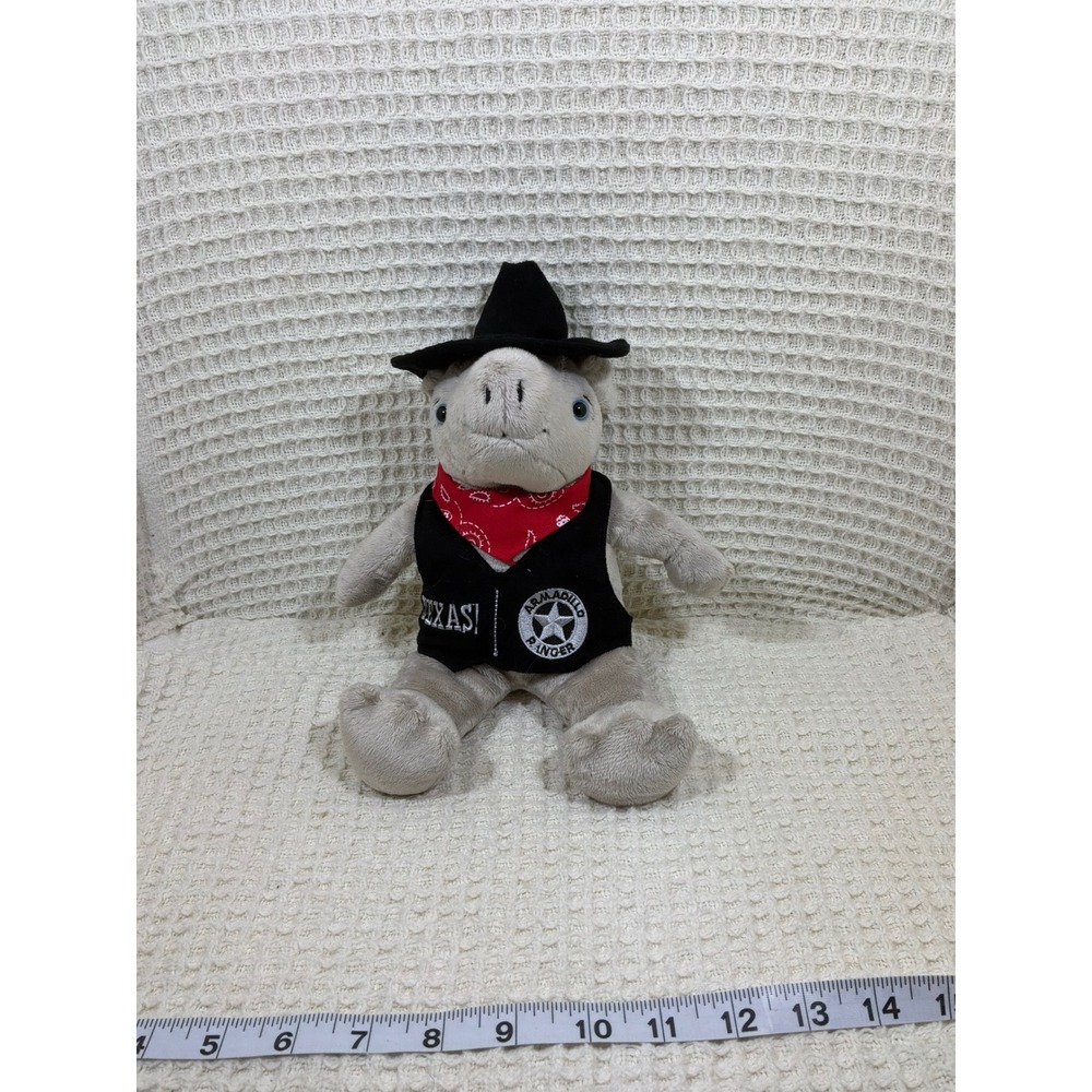 Texas Products Armadillo Plush Kids 10in Gray‎ Excellent Cowboy Ranger Souvenir